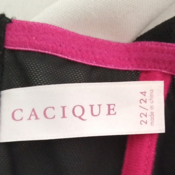 Pink Black Lace Lingerie Chemise Bustier Style Bow Detail SZ 22/24 - Picture 4 of 6